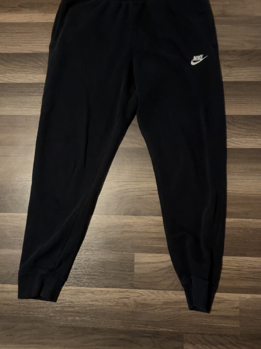 Nike Men’s Medium Black Jogger Sweatpants Cuffed with White Swoosh